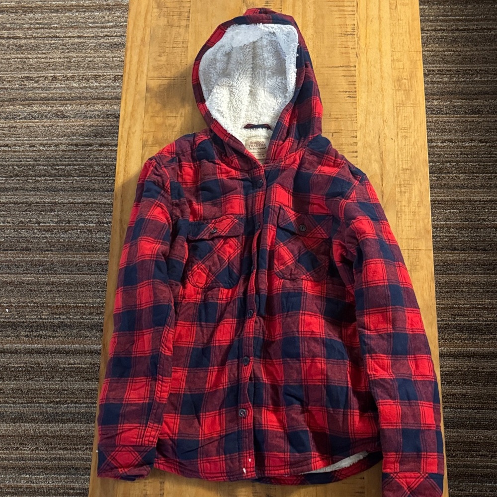 Plaid Red and Blue Hooded Jacket